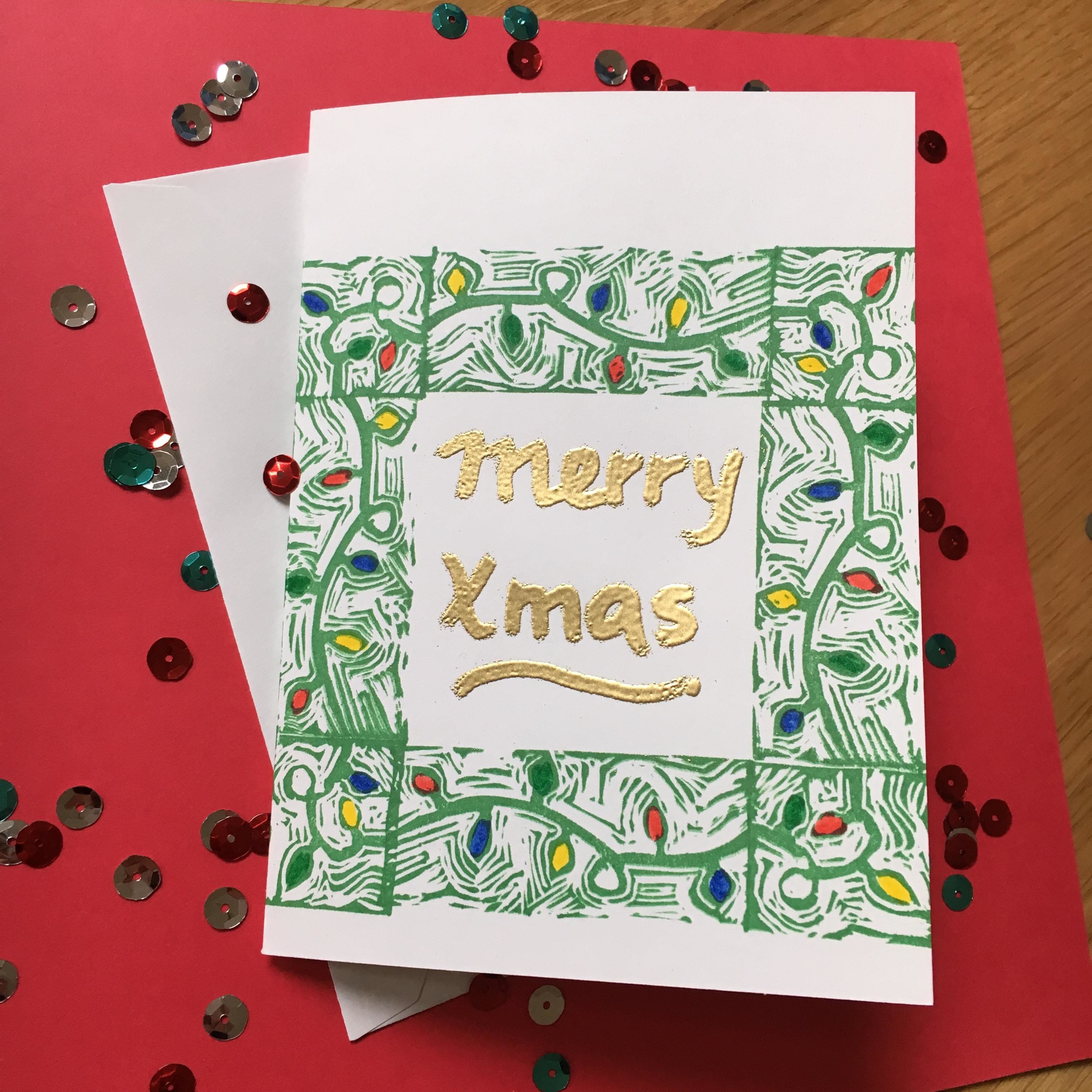 Handprinted and embossed card by My Stamped World