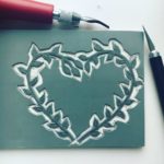 Block carving botanical wreath by My Stamped World