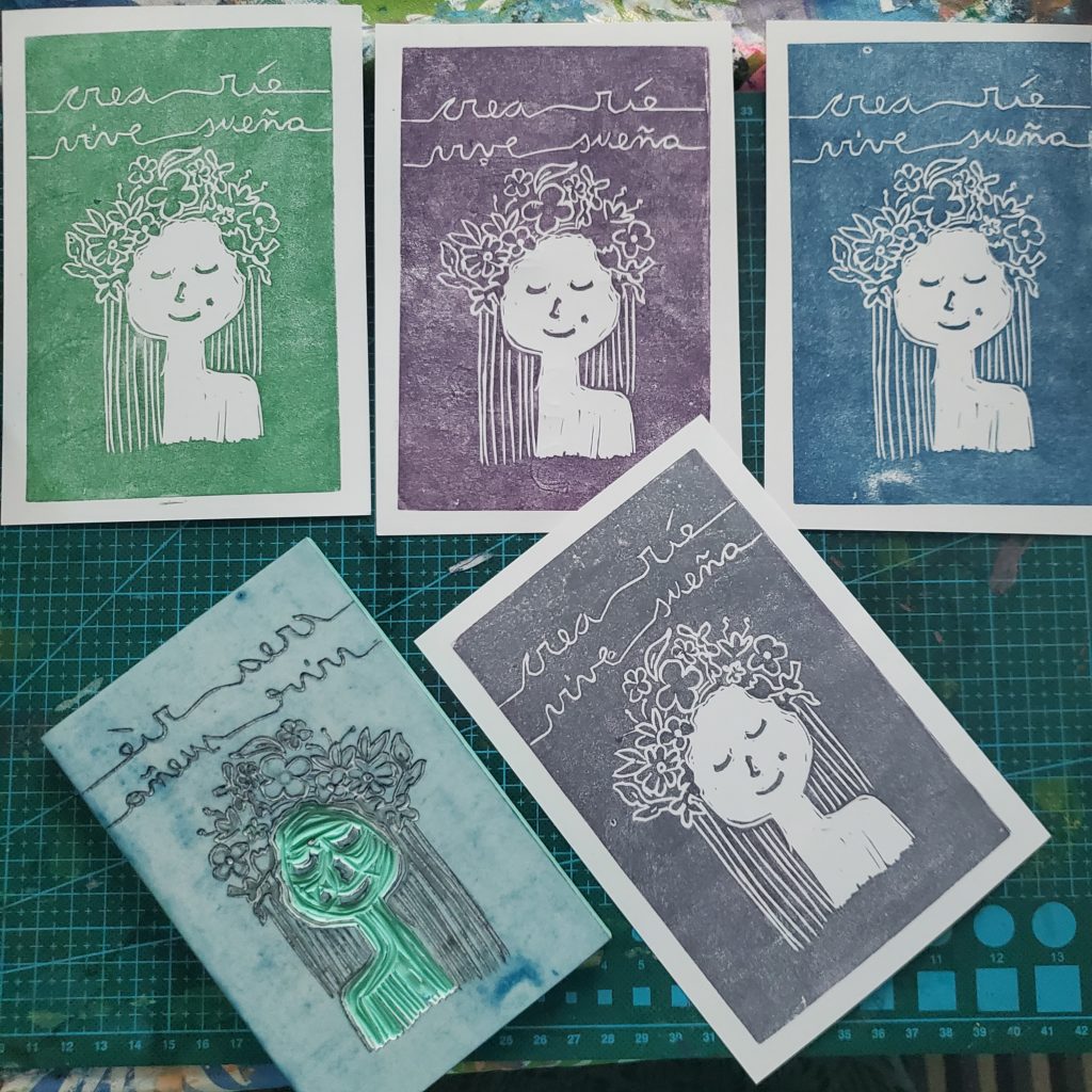 block print and print copies of the spring lady